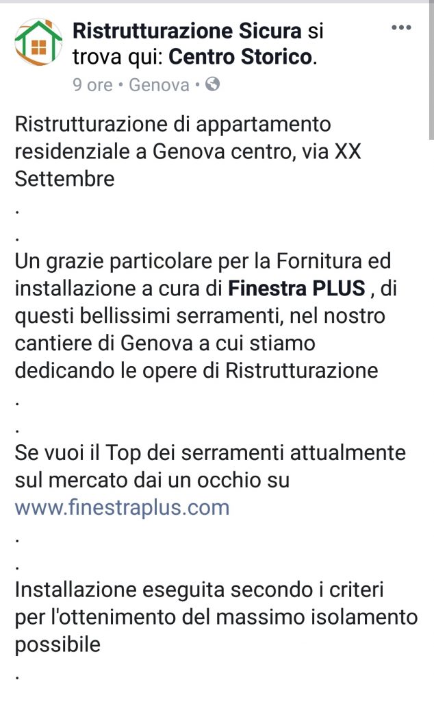 testimonianza finestra plus