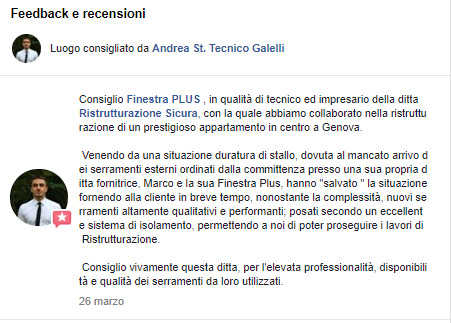 testimonianza finestra plus