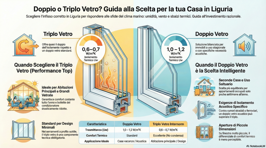 confronto vetro doppio con vetro triplo genova