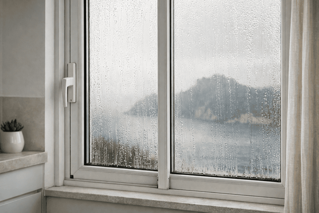 Condensa sul vetro finestra appartamento Genova costa