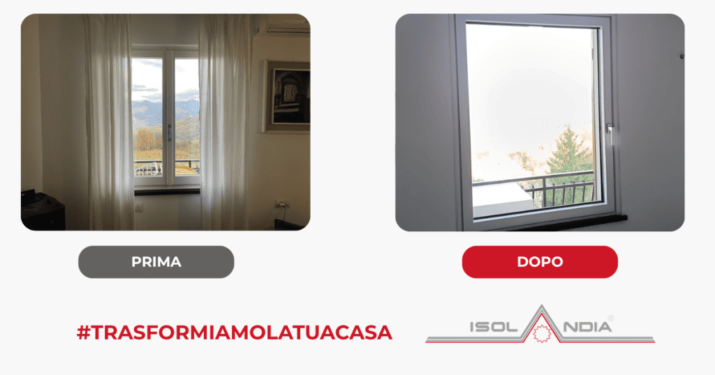 Finestra Internorm KF520 prima e dopo installazione Fontanbuona Genova