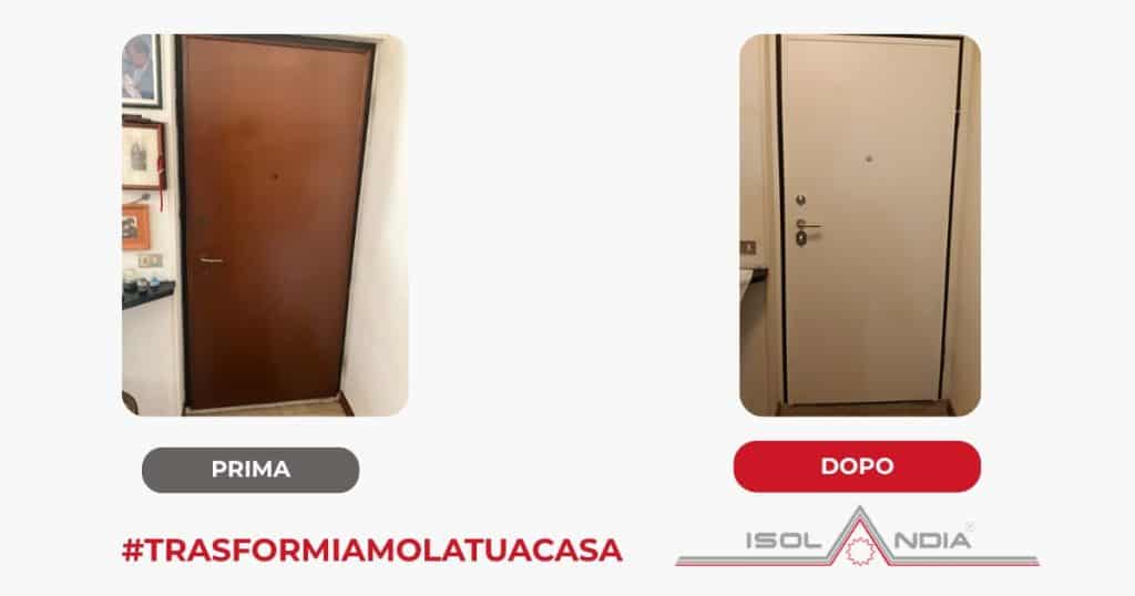 “Nuova porta blindata classe 4 bianca installata senza opere murarie a Chiavari”