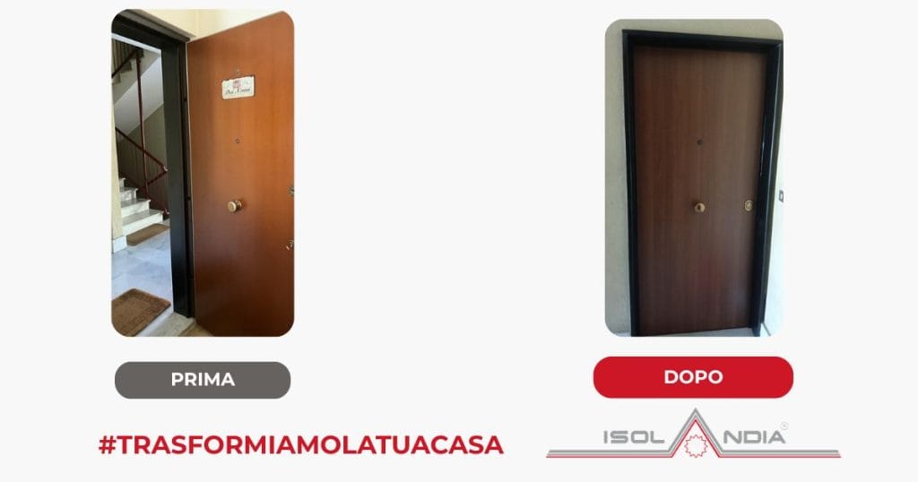 “Dettaglio della nuova porta blindata classe 4 Isolandia a San Pier di Canne”